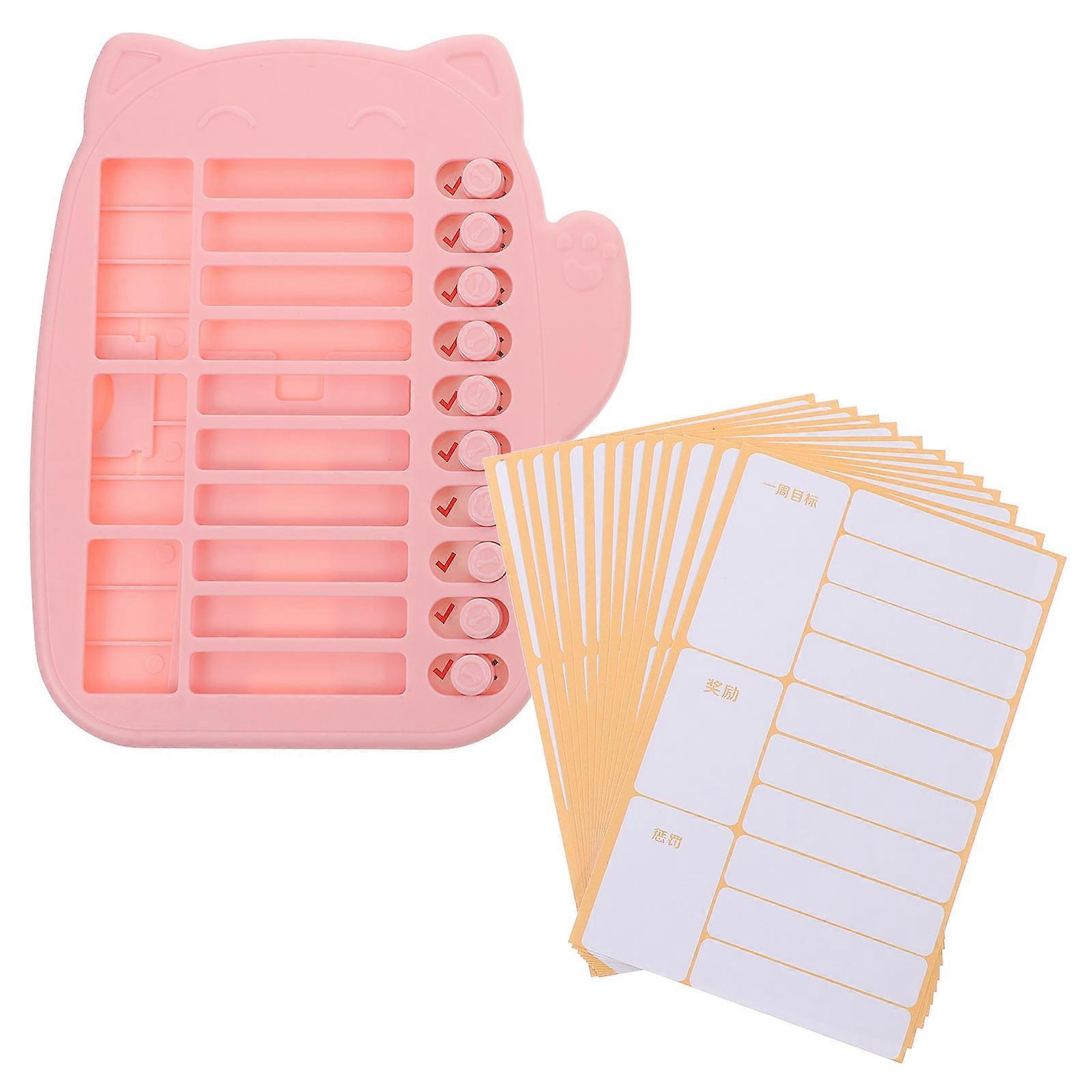 Chore Chart for Kids 1Set Pink Plastic Planning List with Erasable and Adjustable Layout