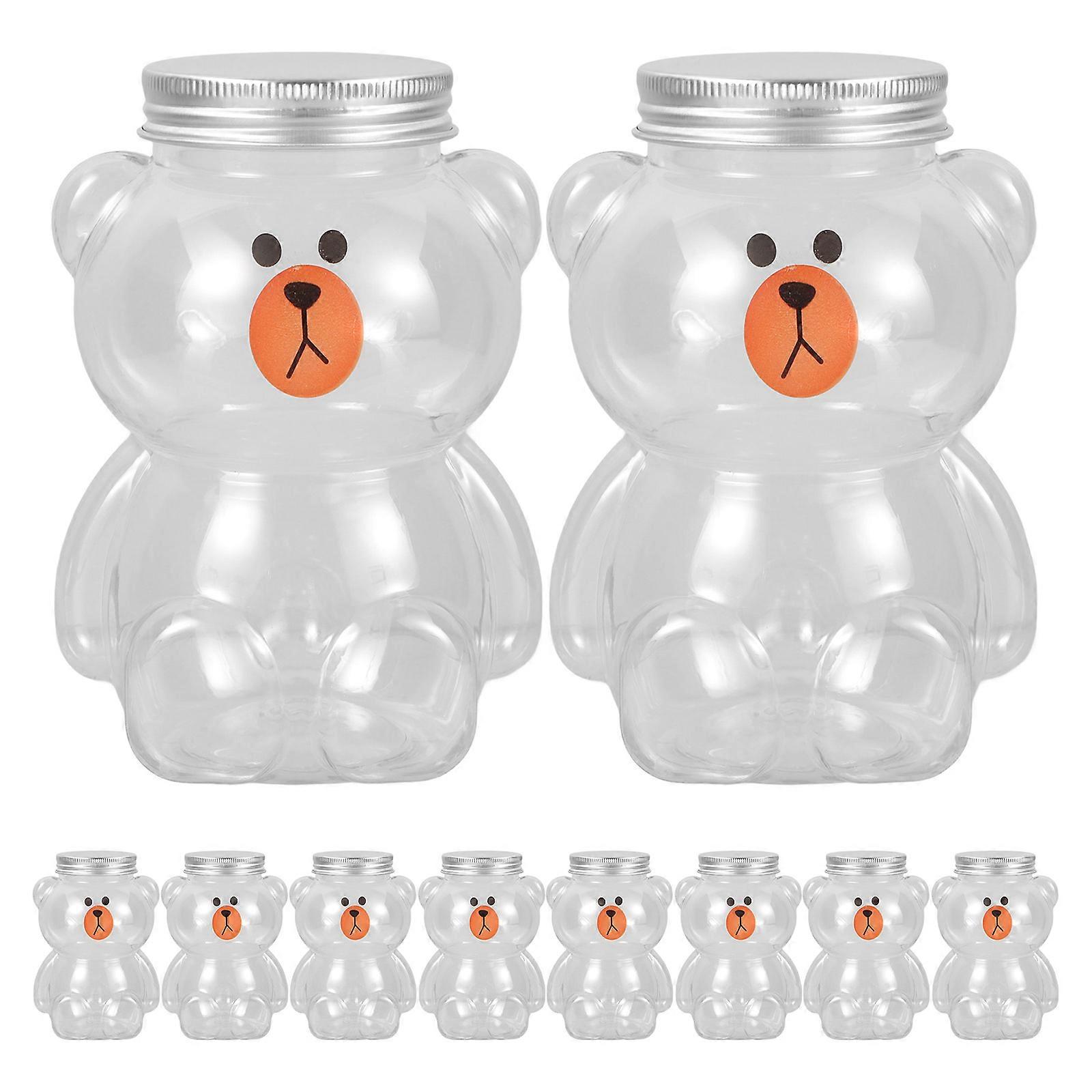10Pcs Clear Plastic Bear Shaped Juice Bottles 350ml Ideal For Family Use And Sharing With Friends