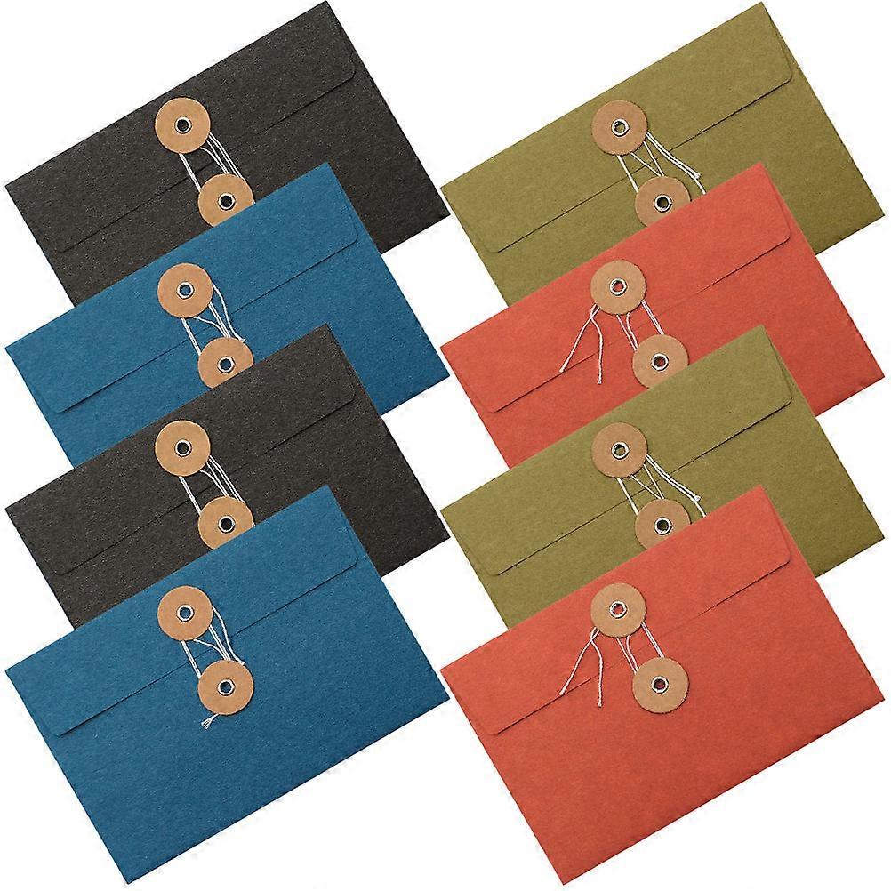 8pcs Thickened Paper File Bags with Rope Buckle Creative Storage Pockets for Bills, Cards, Letters, and Small Items Perfect for Friends and