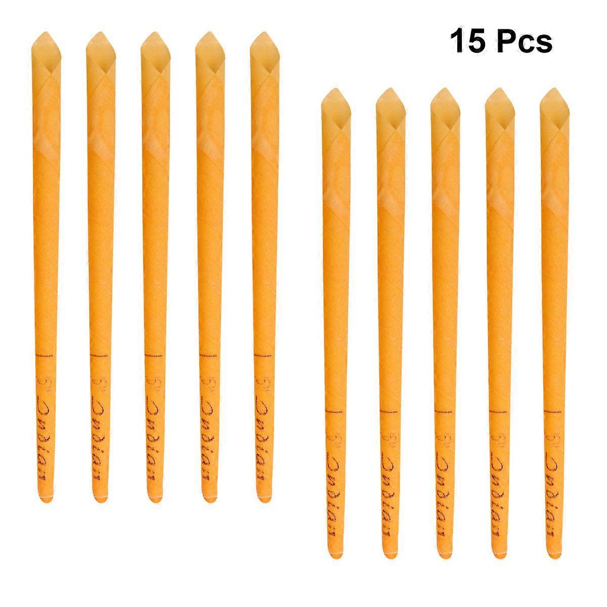 Bell Trumpet Shape Aromatherapy Beeswax Ear Therapy 15Pcs In Orange Perfect For Ear Cleaning Adults Relaxation And Home Use