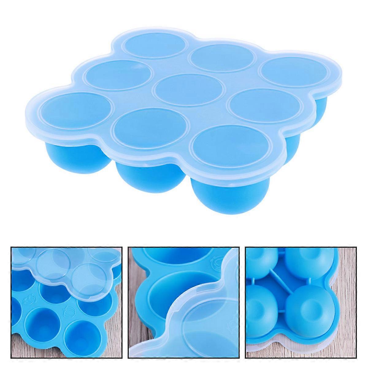 Portable Food Container Lattice Silicone Freezer Tray Airtight Watertight Leakproof Storage Box Sky Blue for Easy Food Preparation and Serving