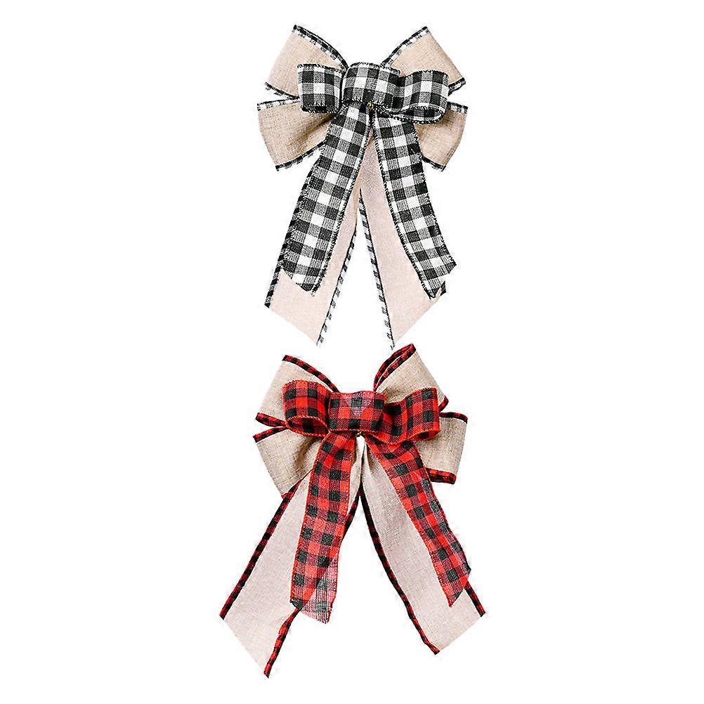 Glitter Decorative Bowknot 2Pcs Christmas Tree Hanging Ornaments For Festival Decorations Assorted Design