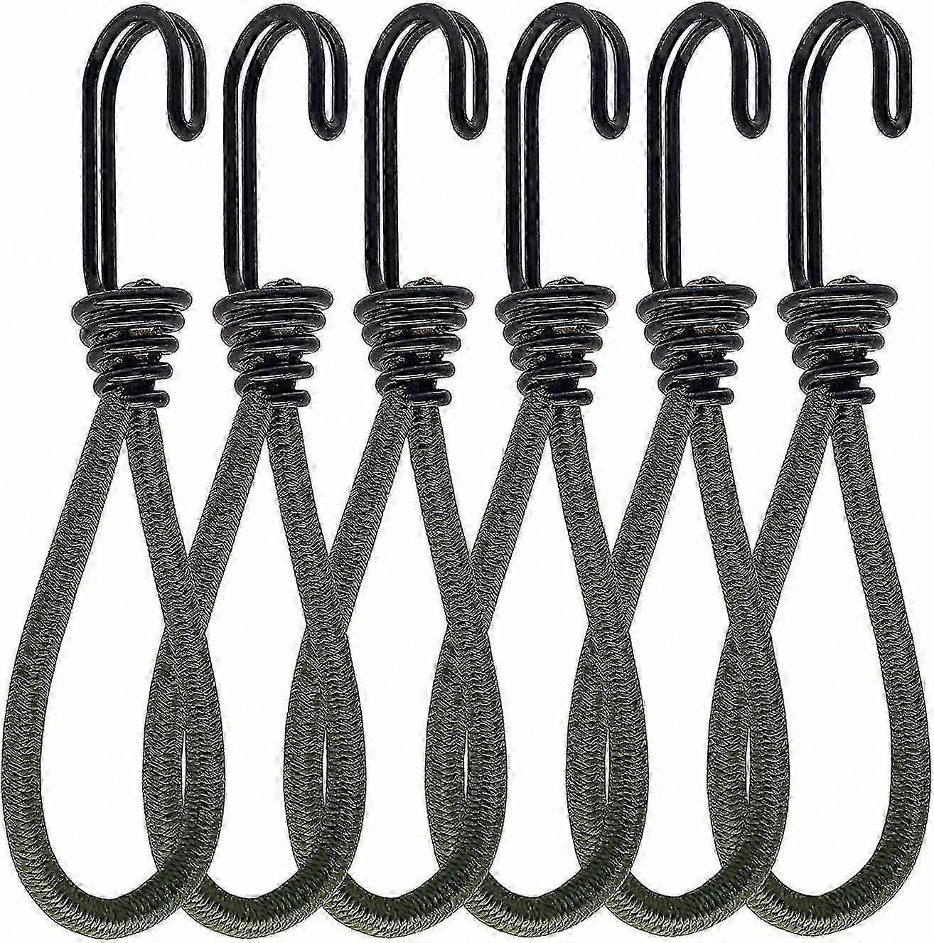 6-Pack Rubber Bungee Cords with Hooks for Securing Items