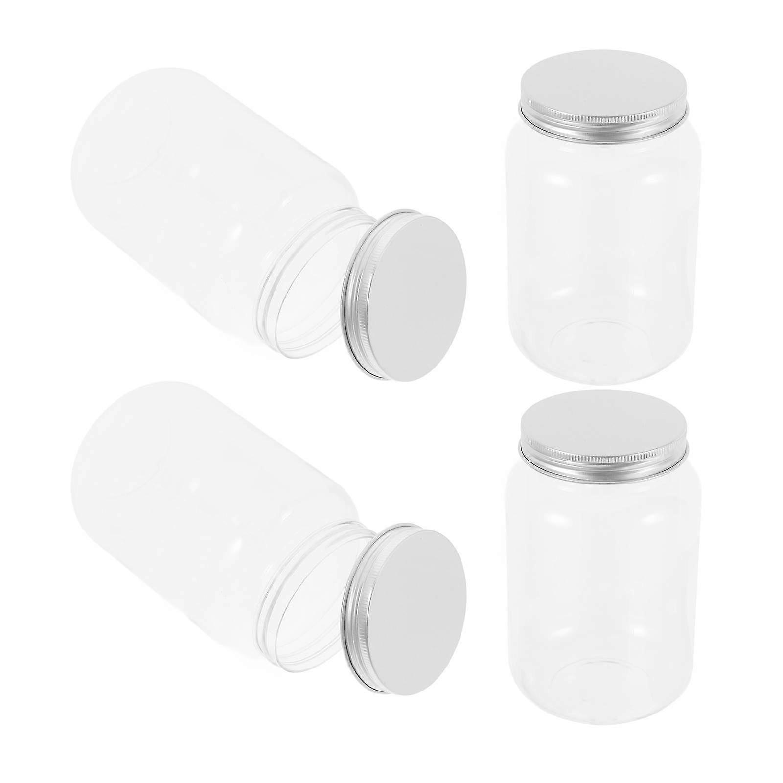4pcs Clear Plastic Jars with Airtight Lids – Stylish & Functional Kitchen Storage Containers for Dry Food, Candy & Snacks