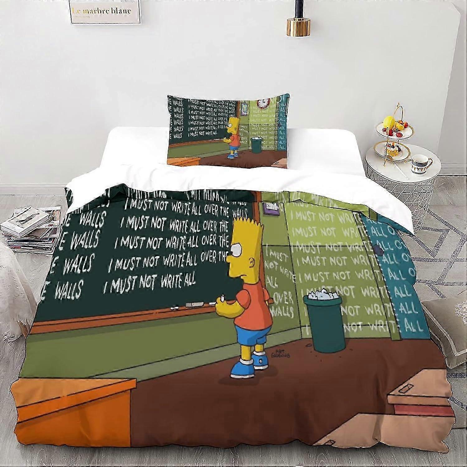 The_Simpsons Bedding Set Animation Parts Animation Characters Comfortable and Soft Cotton Microfiber Duvet Cover and Pillowcase Simple 135*200 CM 2025