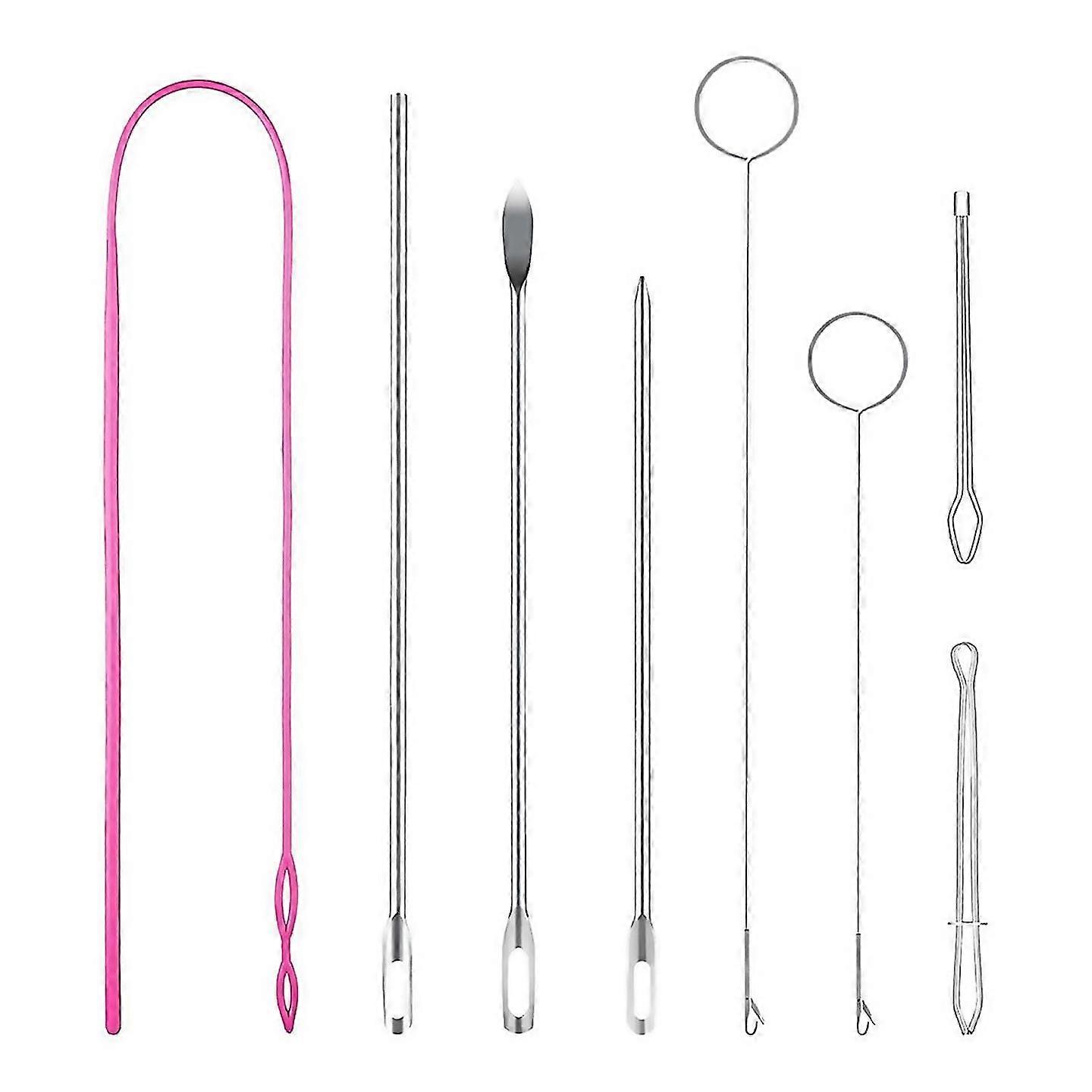 For drawstring threader tool set stainless steel sewing loop turner hooks with latch flexible drawst