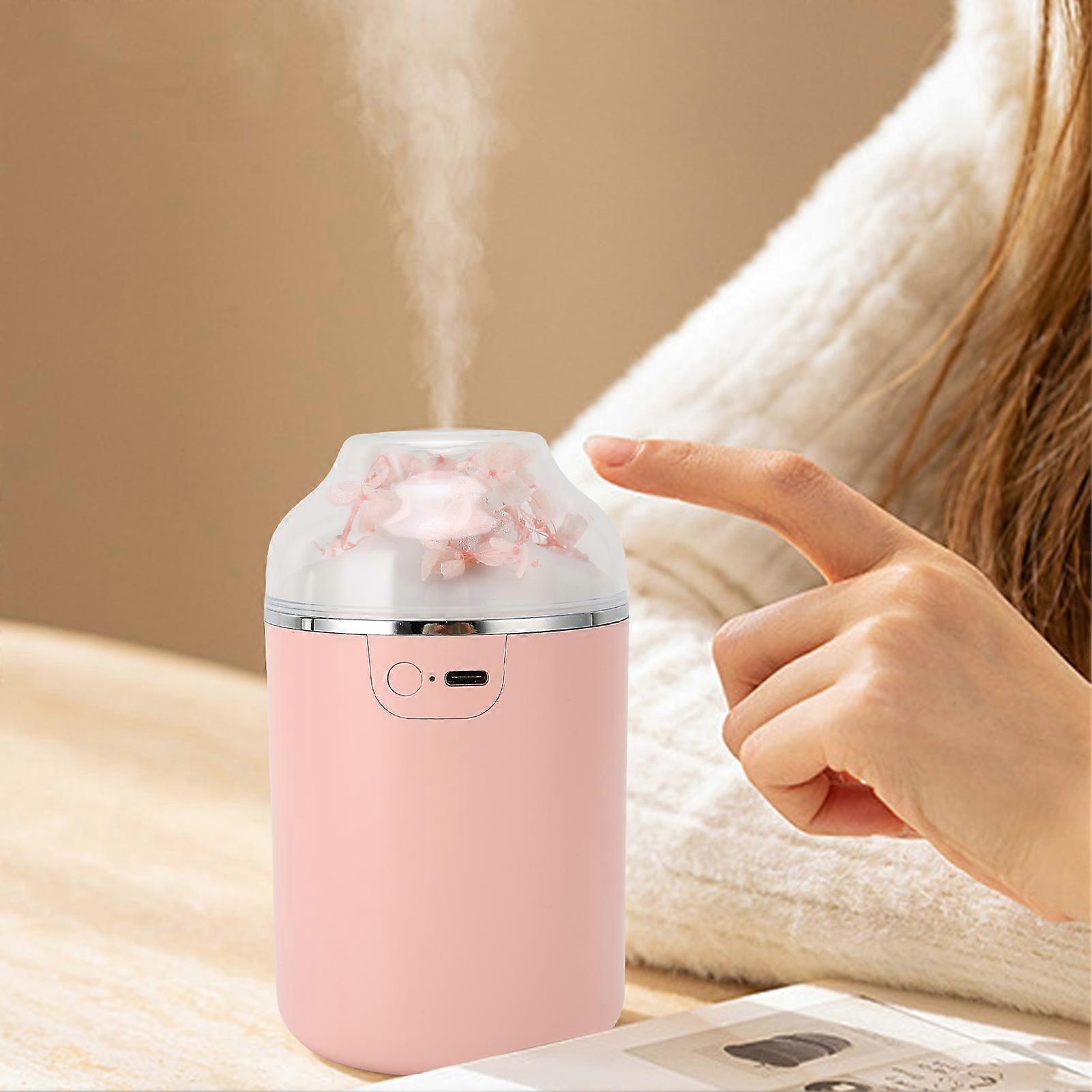 Humidifier Immortal Flower Shape Household Large Fog Volume Silent Essential Oil Diffuser HumidifierSakura Pink 