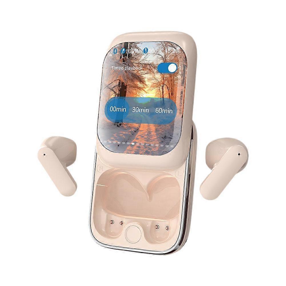 Smart Bluetooth Headset with LED Touch Screen Slide Cover Wireless Earbuds 4H Playtime Noise Cancelling for Music Gaming Calls