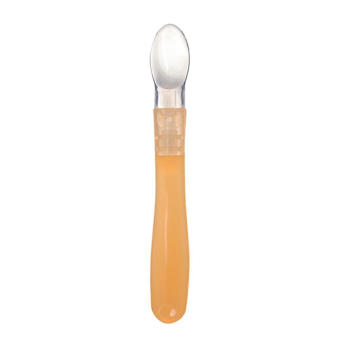 Food Grade Silicone Spoon for Newborns - Soft Flexible Tip Feeding Utensil, Safe Weaning Tableware in Yellow