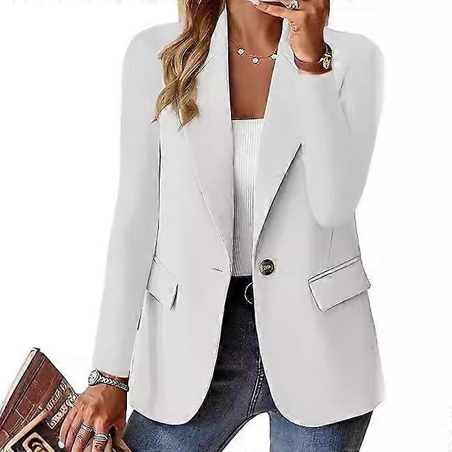 Women's Oversized Blazer Jacket,Business Casual Coat,Solid Color Button Closure