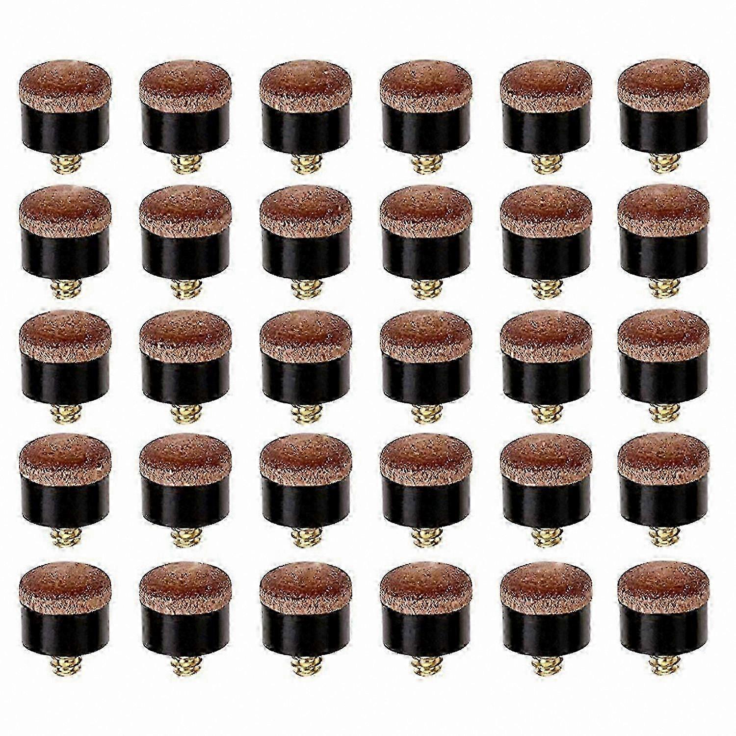 30 Pack 12mm Screw-On Replacement Tips for Pool Cues & Snooker Sticks