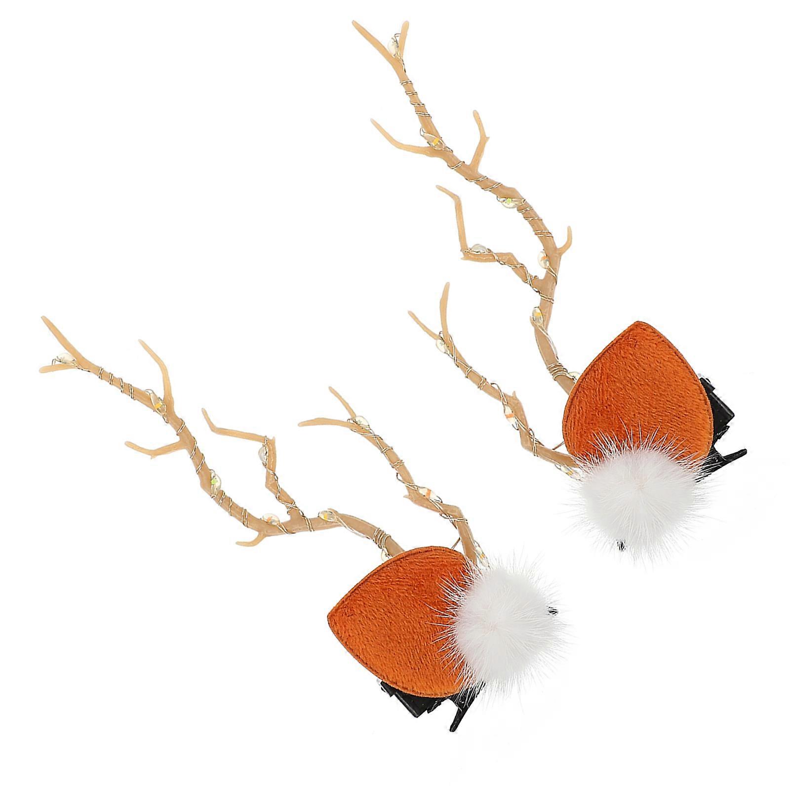 Glowing Branch Shape Deer Barrettes for Special Occasions Multi Resin 1 Pair