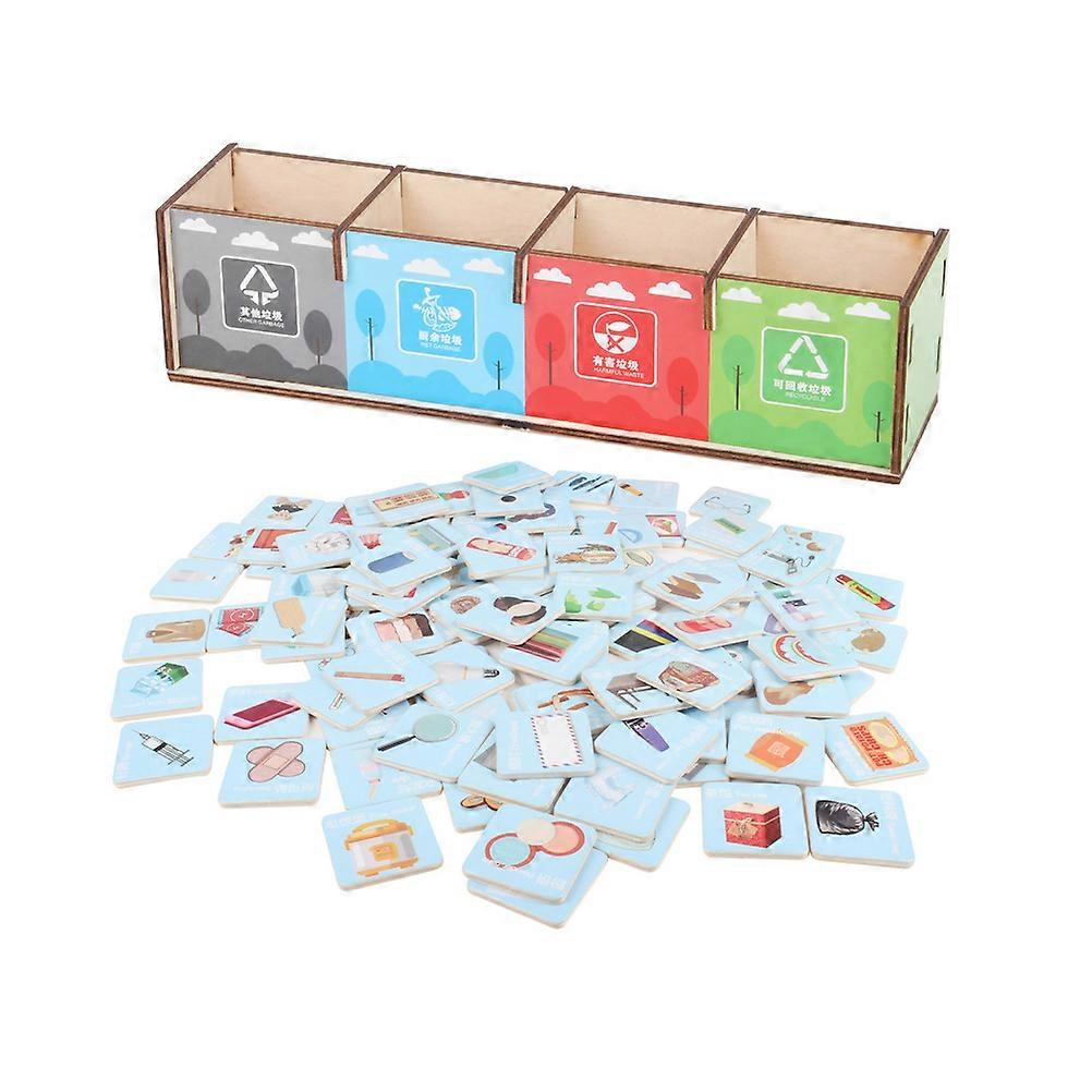 Educational Trash Classification Learning Toy Set for Kids Bilingual Picture Cards to Enhance Memory and Environmental Awareness