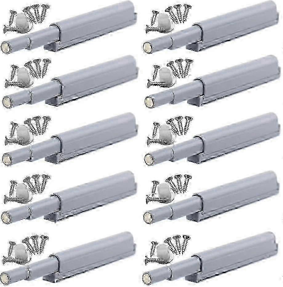 Push-to-Open Magnetic Cabinet Latches with Easy Door Release Mechanism (10-Pack)