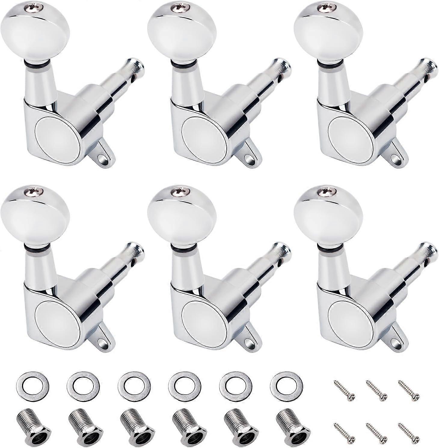 6-In-Line Guitar Tuning Pegs 15:1 Ratio Sealed Guitar String Tuning Keys Machines with 45