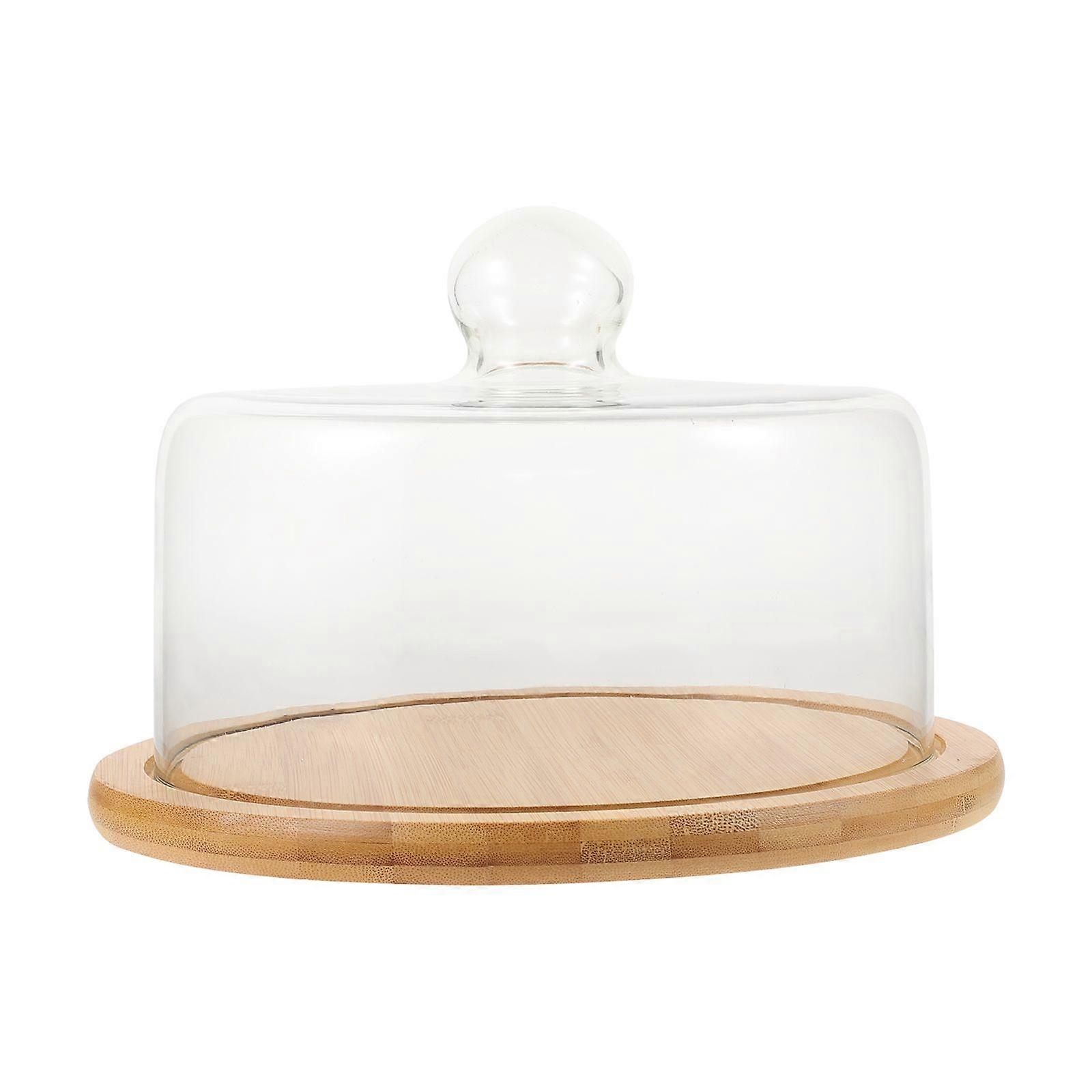 1 Set Holzkuchen Display Tablett Brot Tablett Anti-Staub-Abdeckung Dessert Glasabdeckung