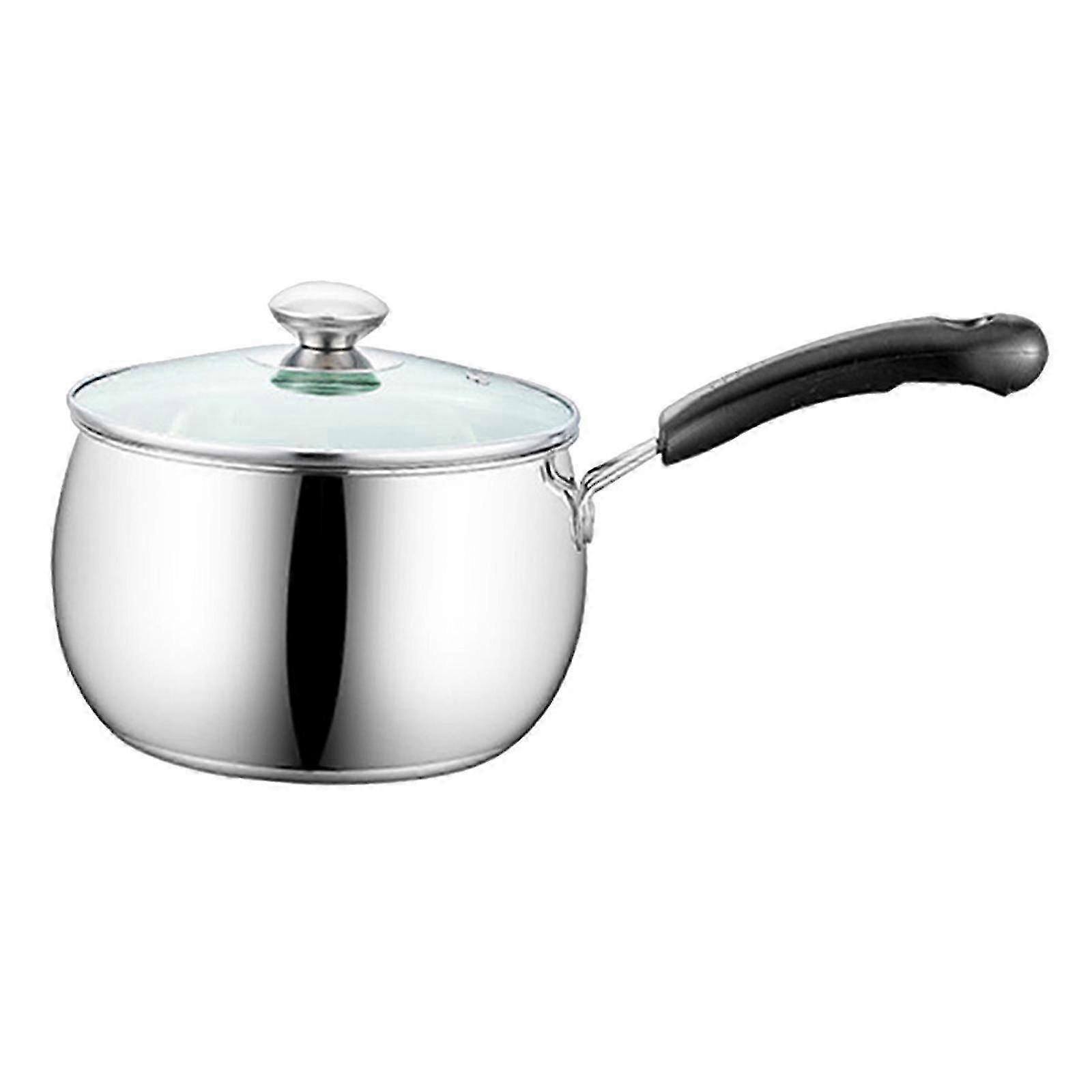 Glass Lid Saucepan with Handles, Stovetop Soup Pot for Camping, Home & Restaurant, Small Milk Pot for Noodles