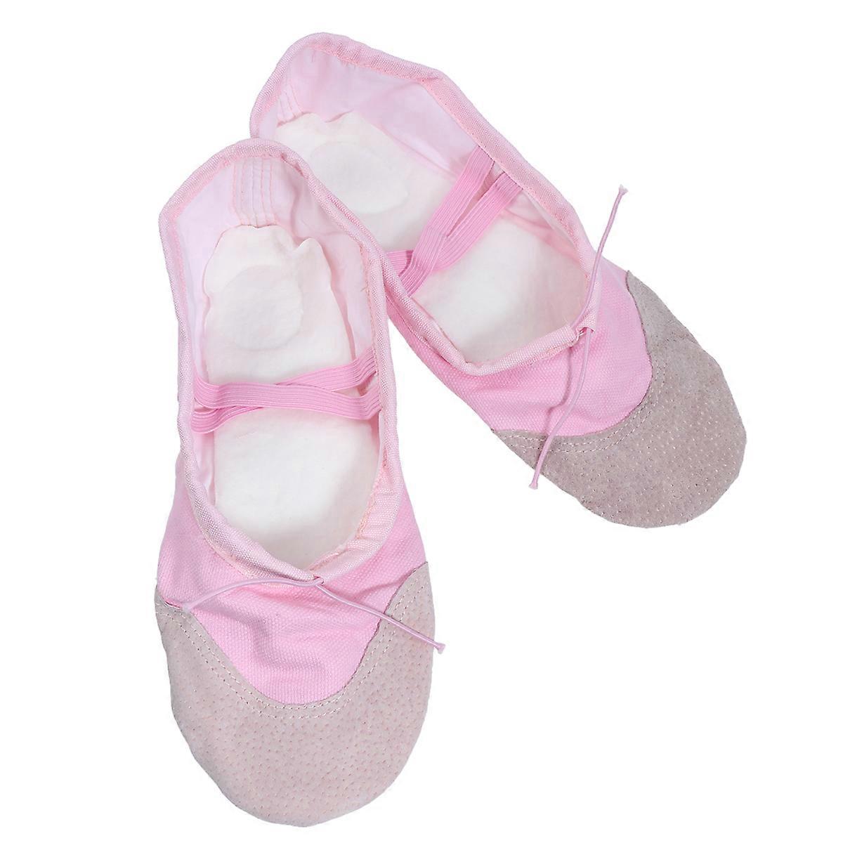 Ballet Shoes Non-Slip Ballet Dance Shoes Suitable for Yoga and Ballroom Dance Pink Color with Stretch Cloth for Children and Adults 1 Pair
