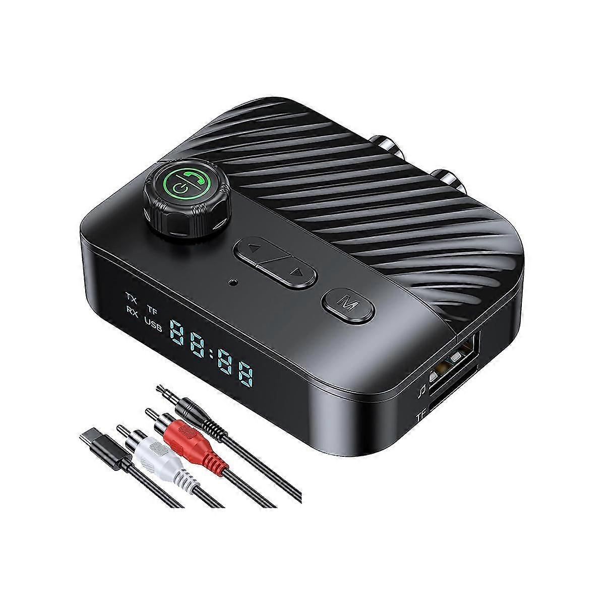 Bluetooth 5.3 Transmitter Receiver Stereo LED Screen 3.5MM AUX RCA Wireless Handsfree Music Audio A