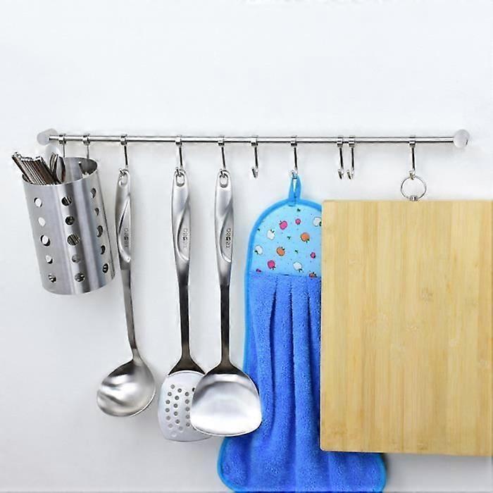 TEMPSA Stainless Steel Wall Mounted Hanging Hooks Shelf Pot Pan Rack Cookware Knife Gadgets Kitchen Tools 7 HOOKS