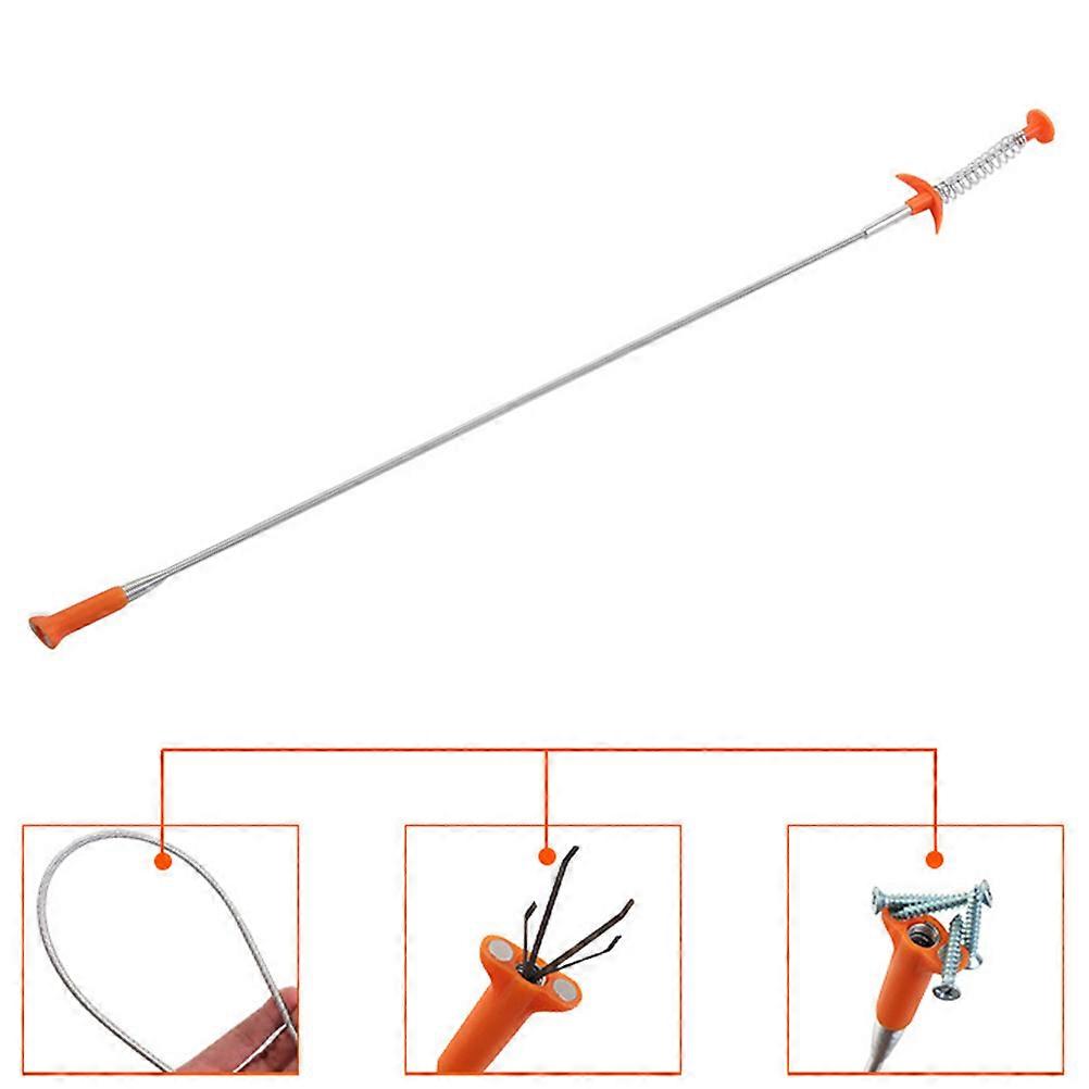 Flexible Drain Rods 1Pack Household Cleaning Tool For Kitchen Bathroom With 4 Claws Magnetic Pickup