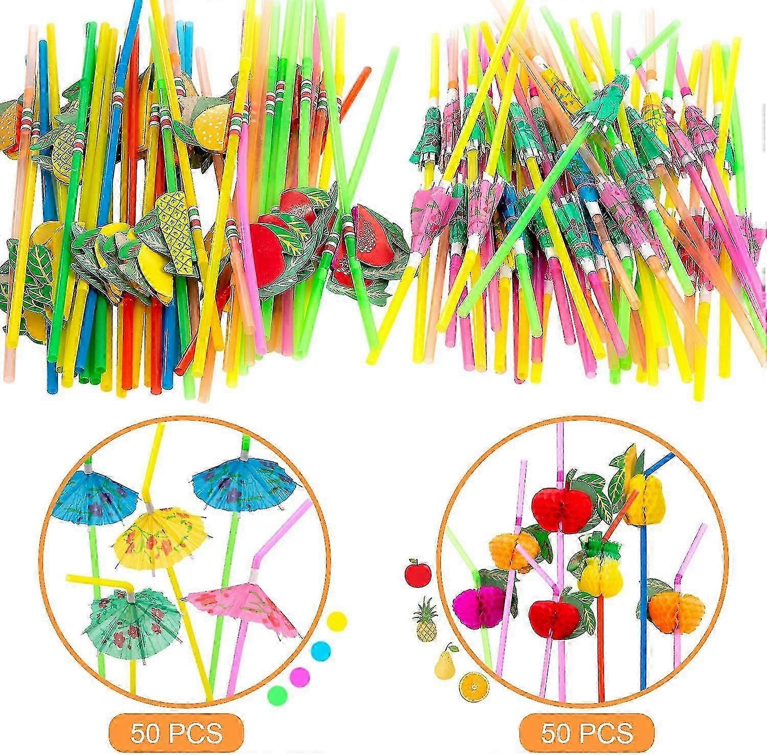 Paper Straws: 100 Piece Drinking Straw Set