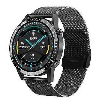 Smart Watch Män Full Touch Screen Sports Fitness Watch IP67 Vattentäta Bluetooth klockor (Svart)