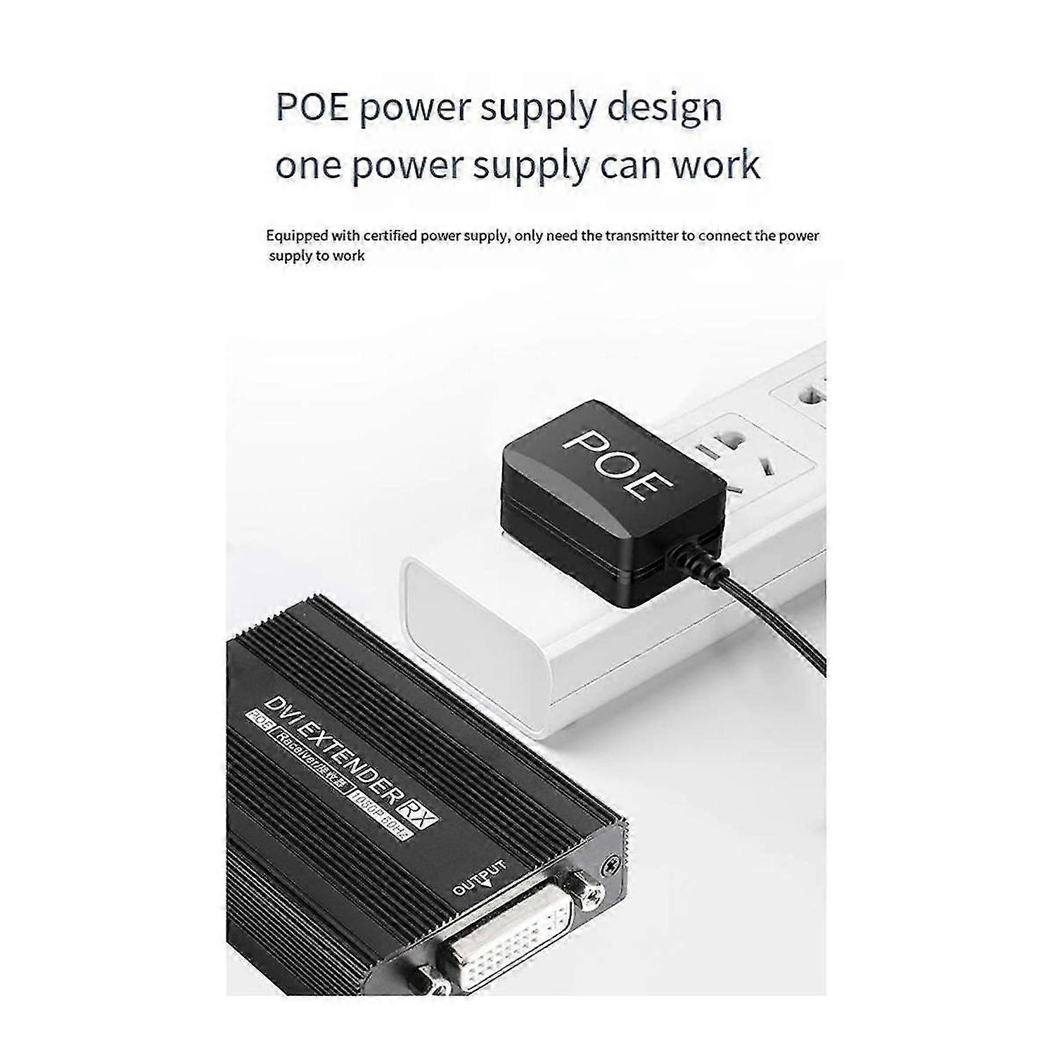 DVI1815 150M Network Extender RJ45 DVI Extender 1080P HD Transmitter Receiver Support POE Power Supply with UK Plug