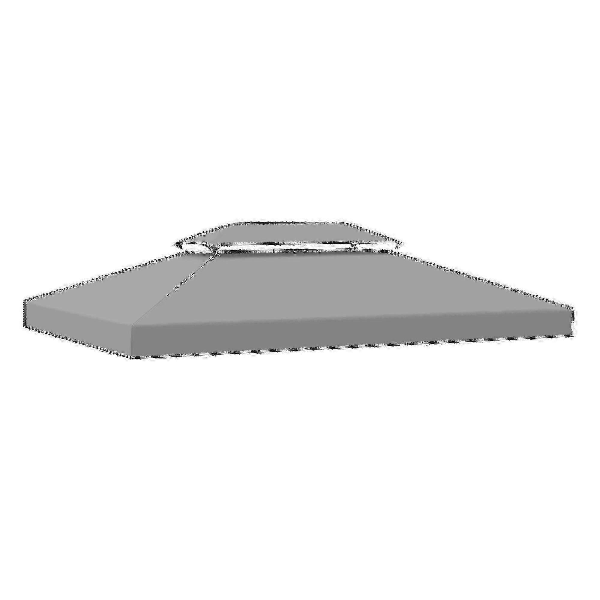 3x4m Gazebo Replacement Roof Canopy, 2-Tier Design with UV Protection and Waterproof Grey Cover
