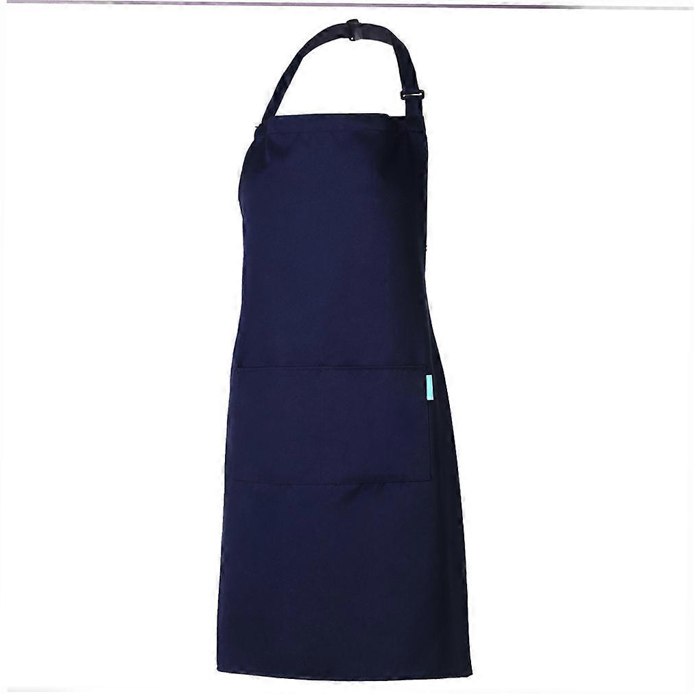 Polyester Kitchen BBQ Apron with Adjustable Neck, 2 Pockets, Navy Blue