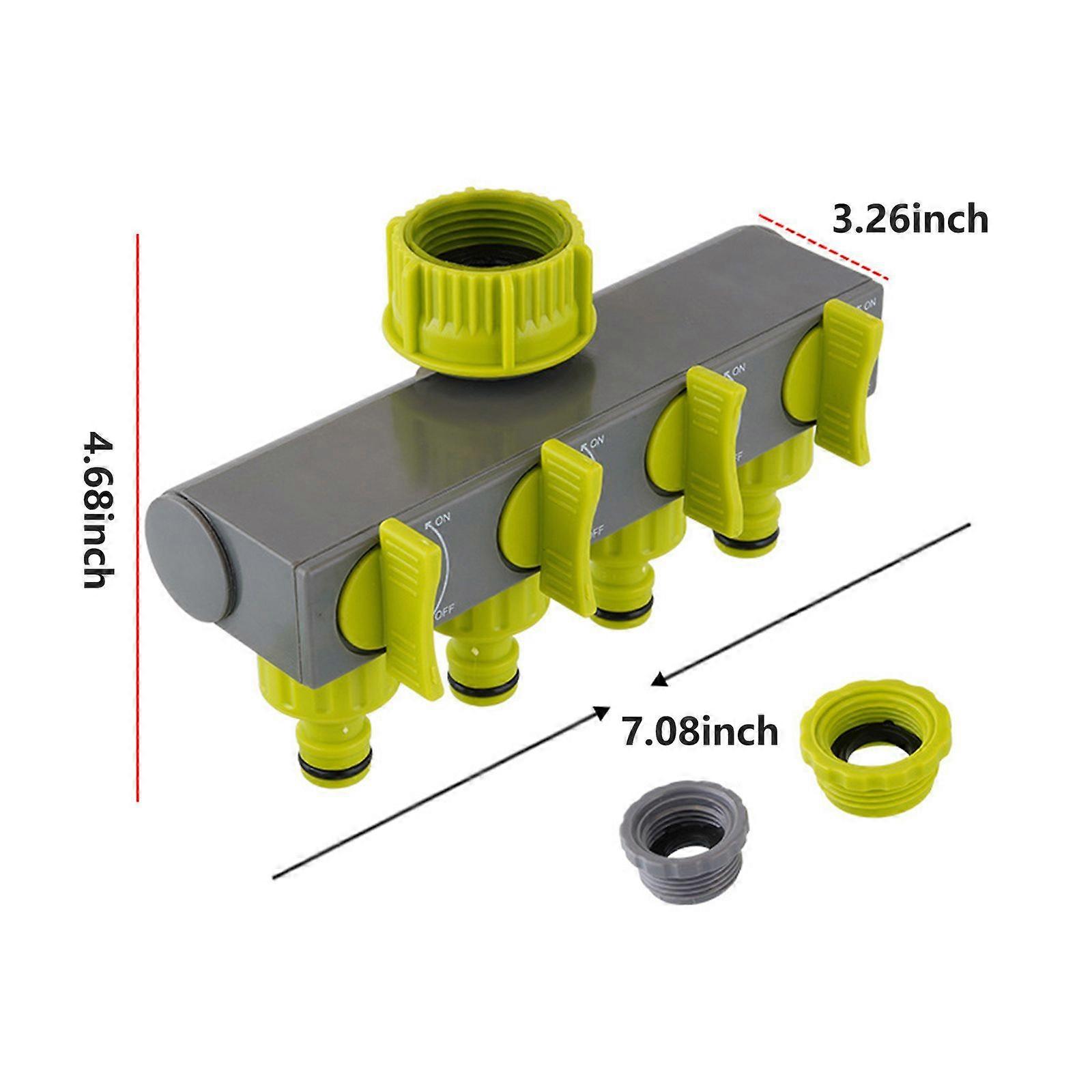 4 Way Garden Hose Splitters Faucet Diverter Tap Hose Connector Hose Pipe Splitter Water Distributor with 4 Individual On-Off Switch for Outdoor Faucet