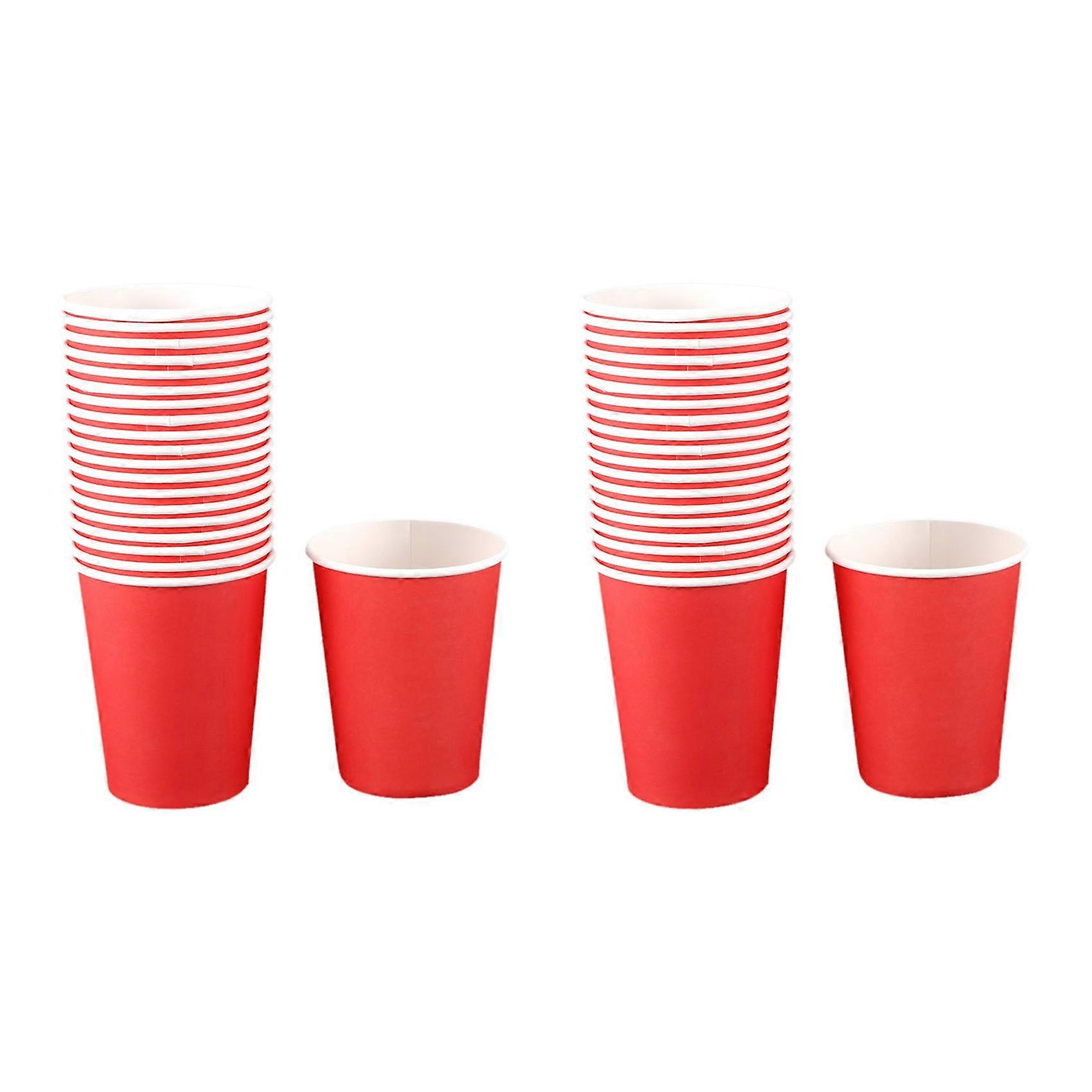 40 Paper Cups (9Oz) - Plain Solid Colours Birthday Catering(Red)