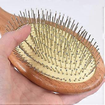 Spazzola per capelli con aghi in legno e acciaio per massaggi, migliora la salute dei capelli, pettine-A