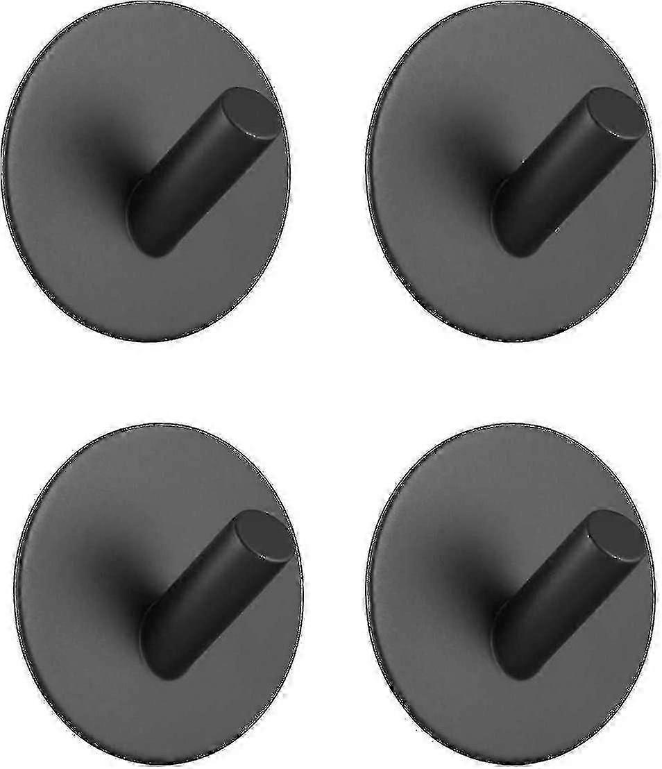 4 Self-adhesive Black Stainless Steel Hooks, No Need To Drill, Can Be Used To Hang Bathrobes And Towels, Suitable For Clothes And Toiletries In The Ki