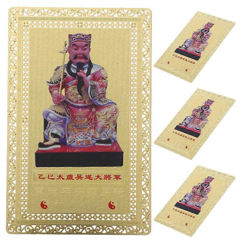 Chinese Amulet 4Pcs Feng Shui Tai Sui Card Traditional Style Wallet Decoration Bring Luck Good Fortune Protection for Festive Occasions