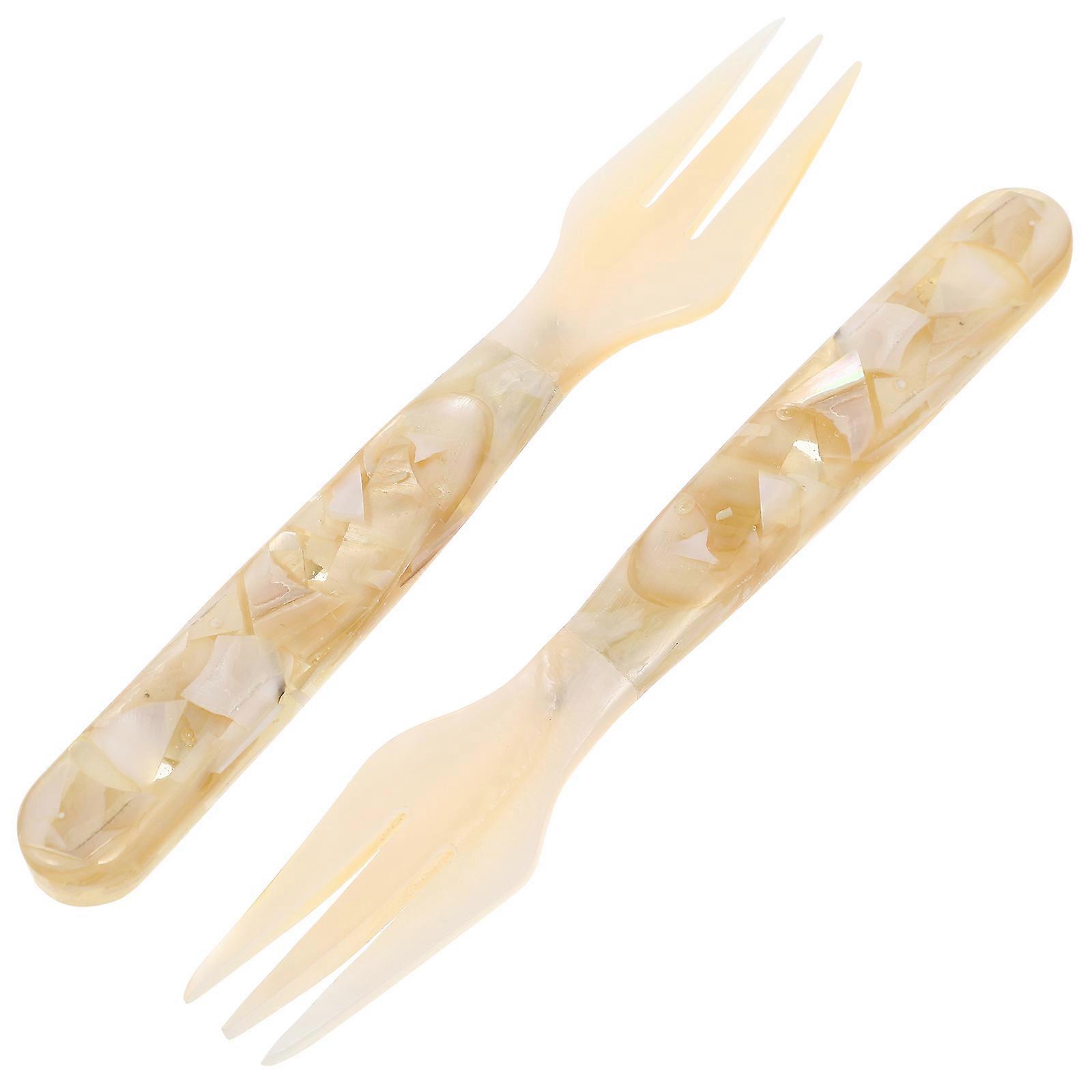 Egg Cake Fork Shell Fork for 2Pcs Fruit Dessert Forks
