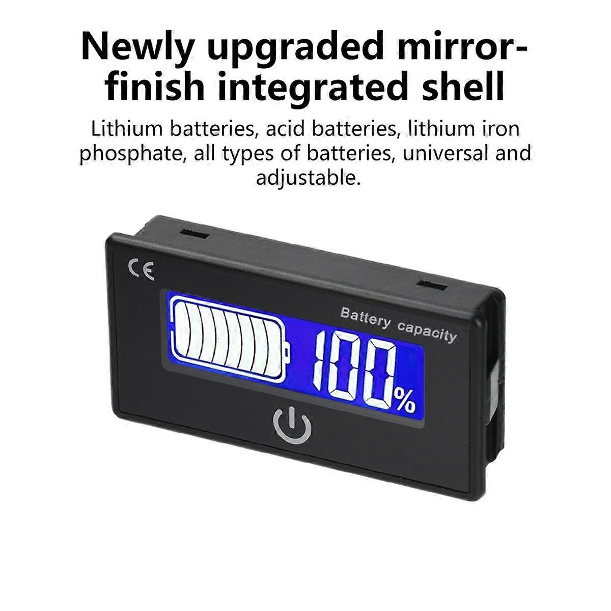 DC 8-100V Li-Ion Lifepo4 Lead Acid Battery Capacity Indicator Digital Voltmeter Tester Temperature M