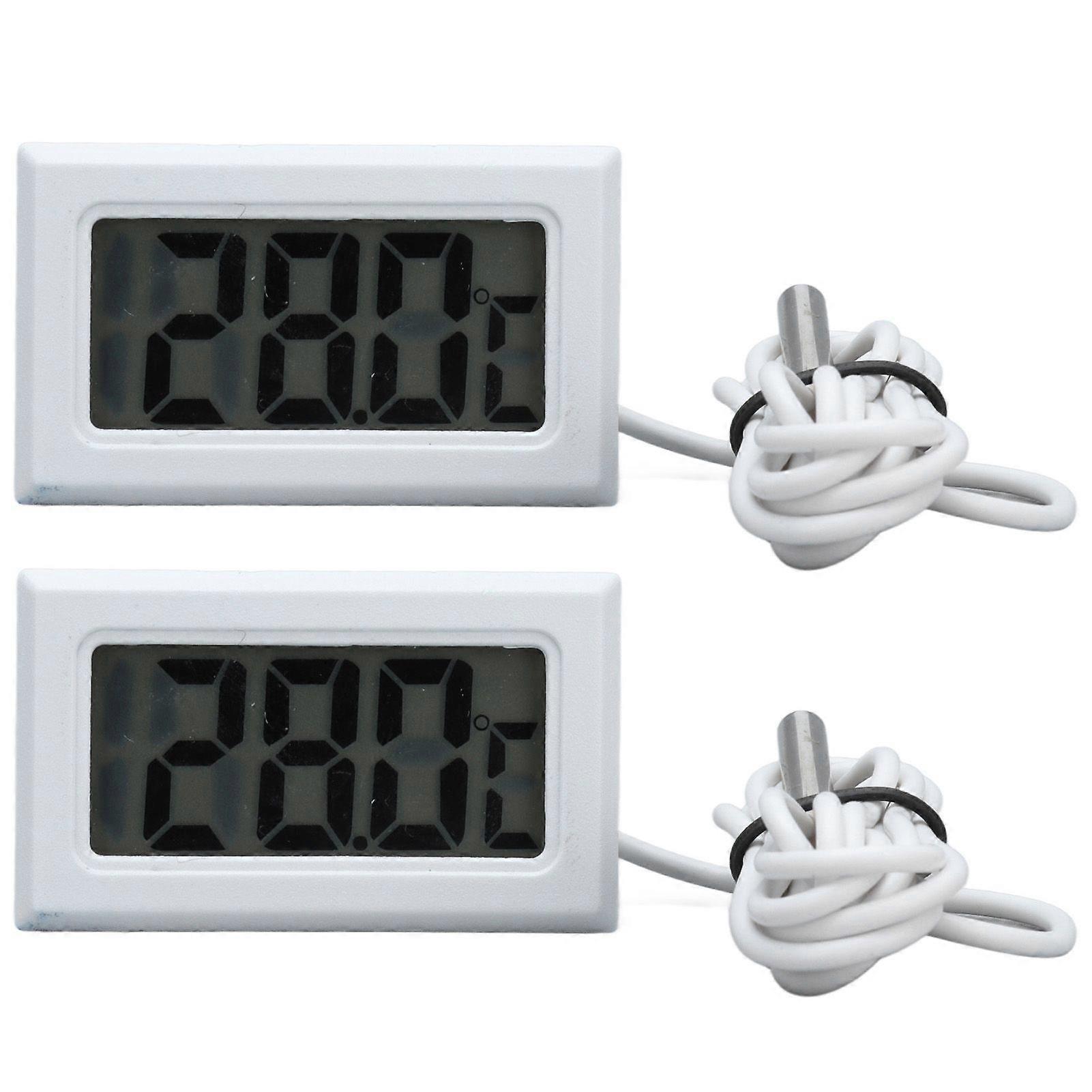 2Pcs Electronic Digital Thermometer Thermostat Temperature Meter 2s Refresh with ProbeWhite