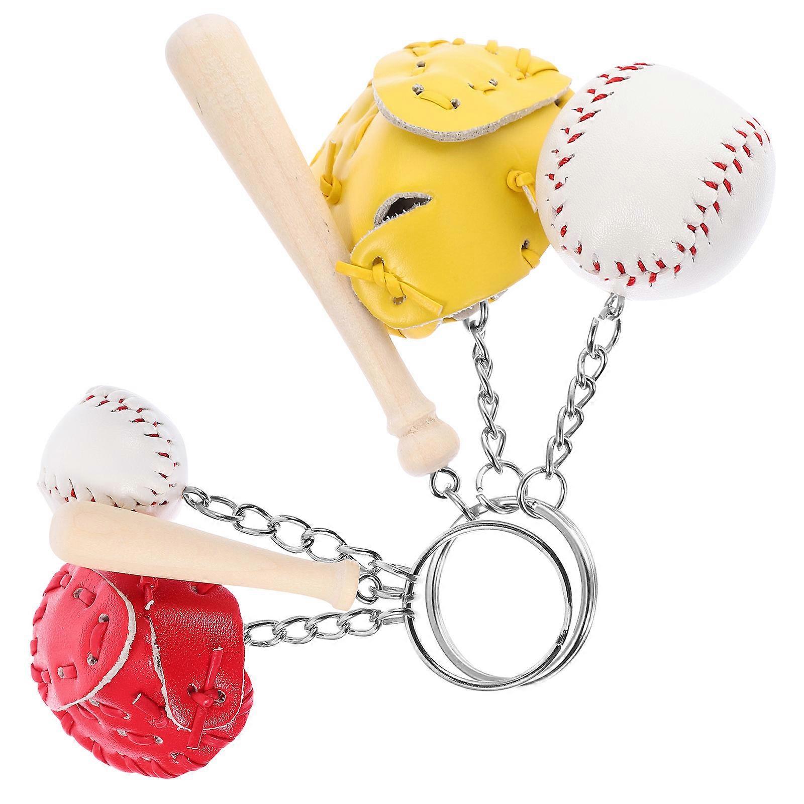 Assorted Color Baseball Keychains Hanging for Holding Use 6Pcs Set