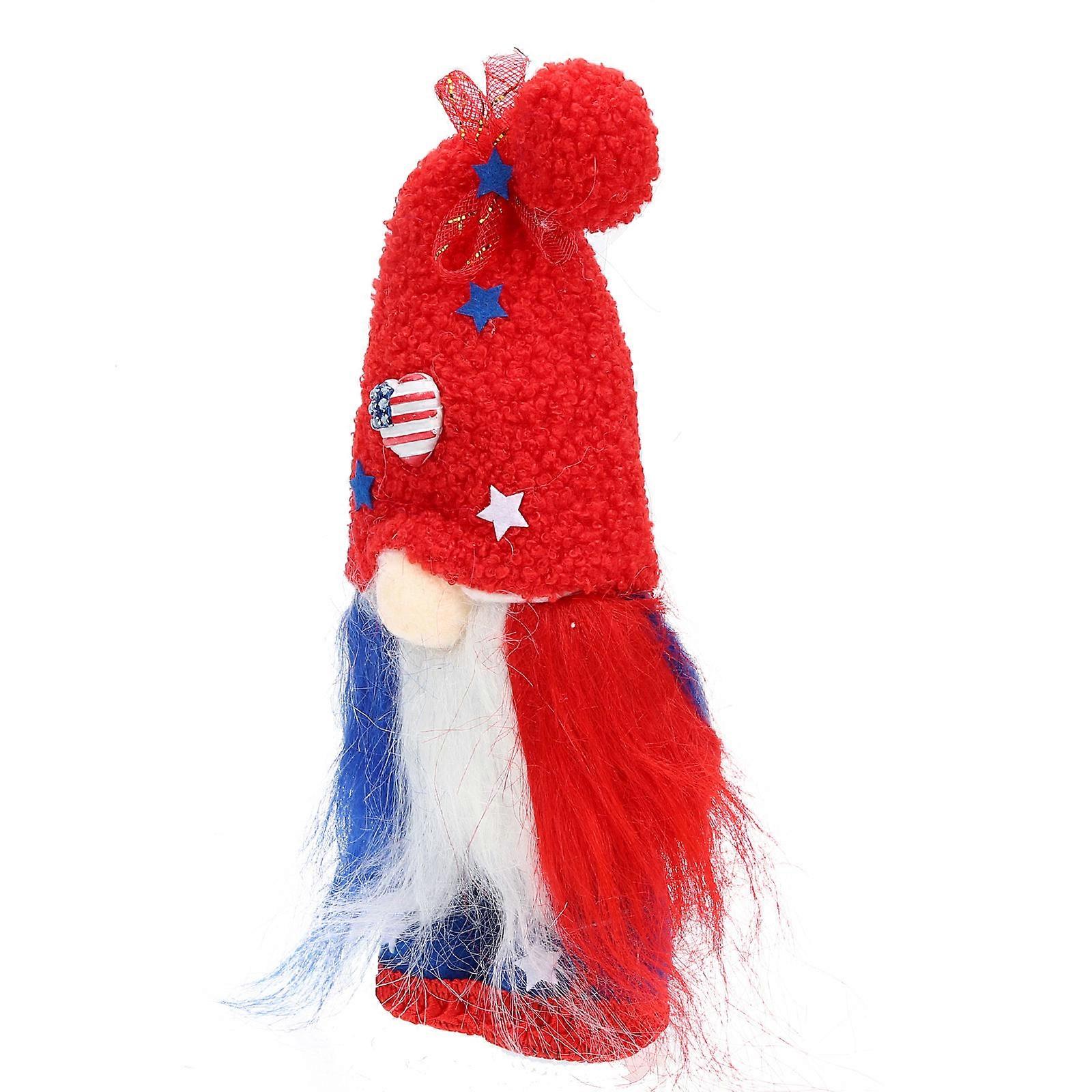 Decorative Dwarf Doll for Independence Day 4Pcs Plush Gnome Set