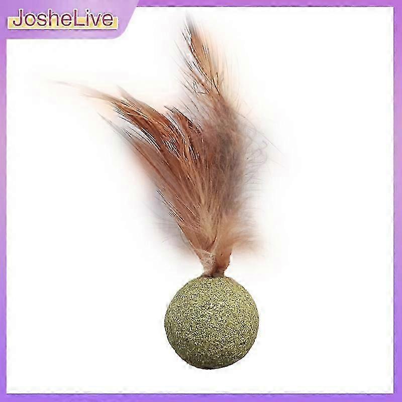 Catnip Ball with Feathers - Self-Cleaning Teeth Grinding Toy for Cats, Fun and Interactive Pet Play