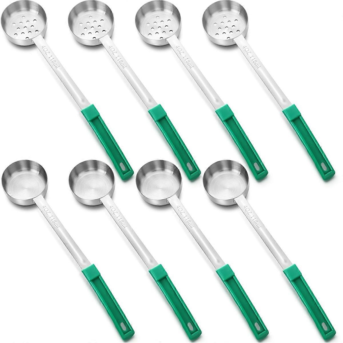 8Pcs Portion Control Serving Spoons Portion Scoops Cups Solid and Slotted Stainless Steel Ladle Spoo