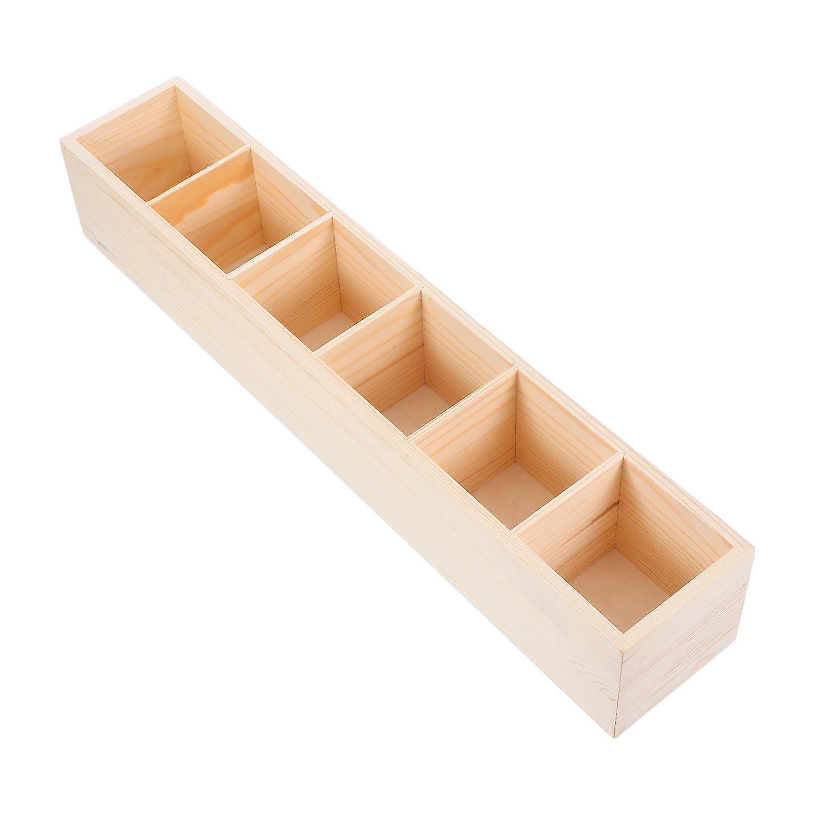 Wooden Compartment Storage Box for Home Use with 4Pcs Multi-Purpose Organizer
