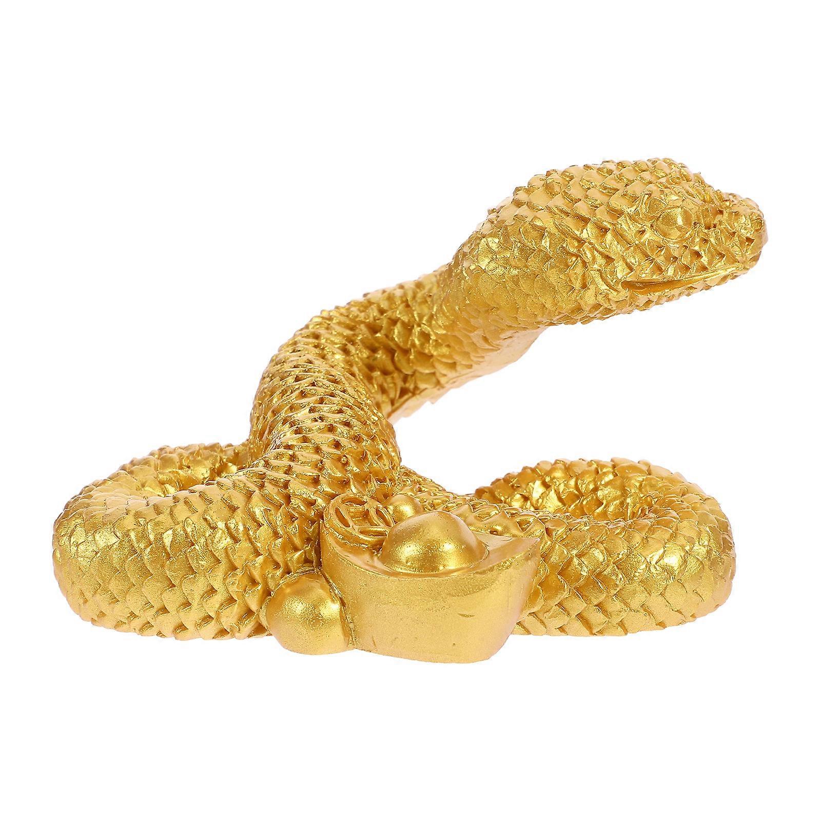 Resin Snake Statue Decorative Figurine for Home Decor 3Pcs Golden Craft