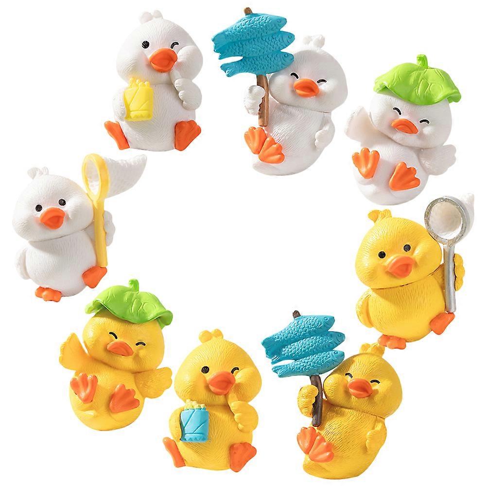 Miniature Resin Figurines 16 Pcs For Indoor Decoration Featuring Adorable Cartoon Duck Shape