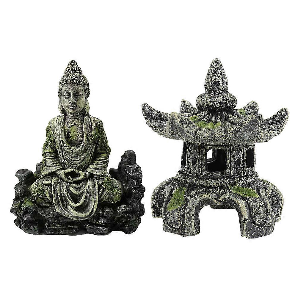 Fish Tank Ornament Resin Buddha Statue for 6Pcs Decoration