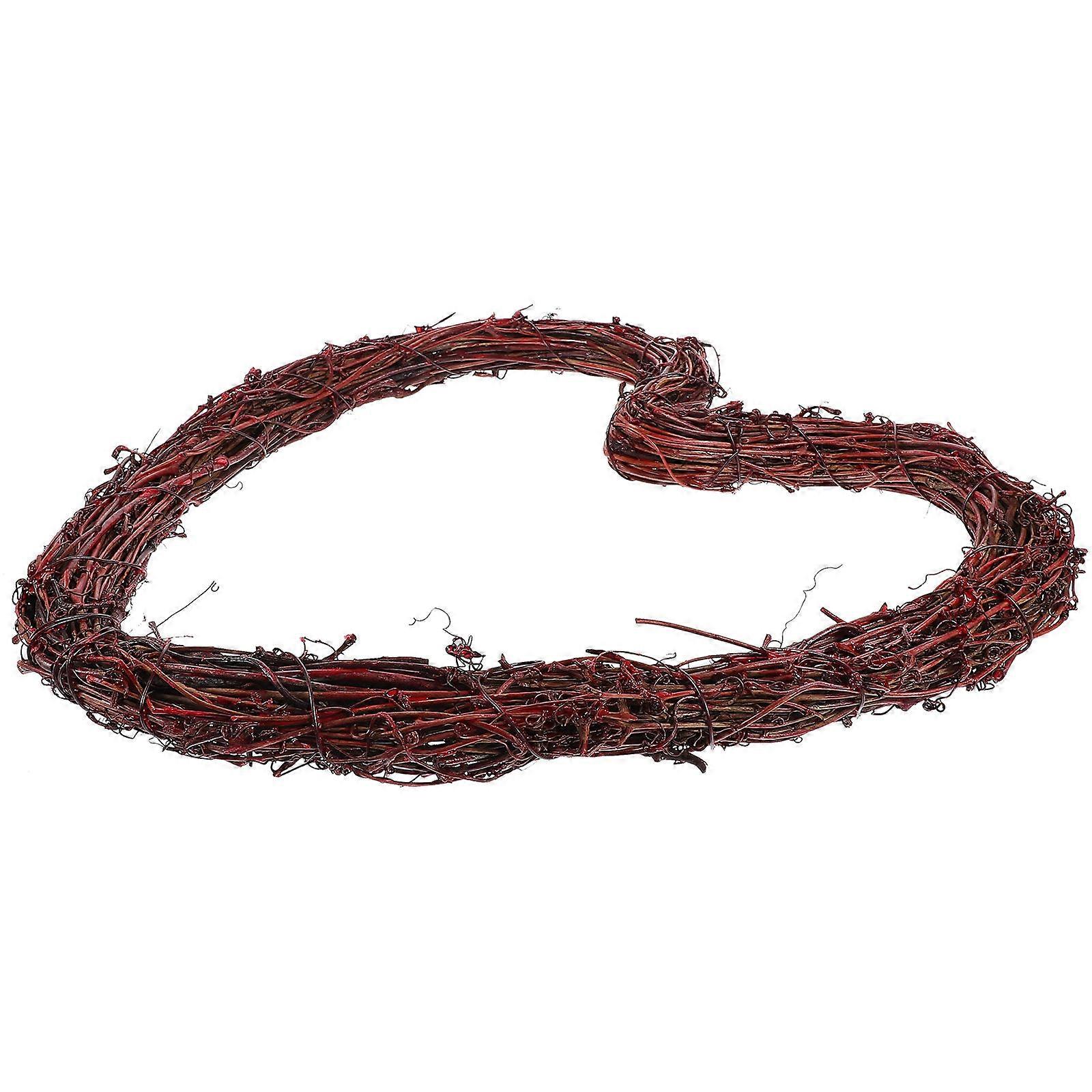 Rattan Wreath Heart Shaped for DIY Flower Wreath 5Pcs Red Craft