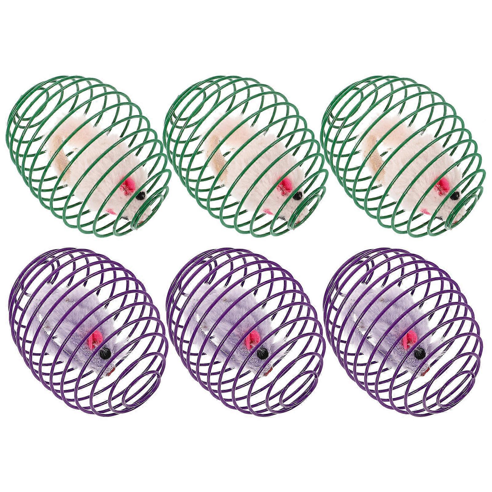 Pet Cat Toys Spring Caged Rat for Cat Training Play 30Pcs Assorted Color