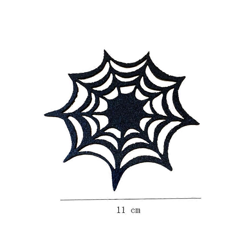 Halloween Spider Web Set Coasters Placemat Tableware Protection Black Anti-slip 8Pcs