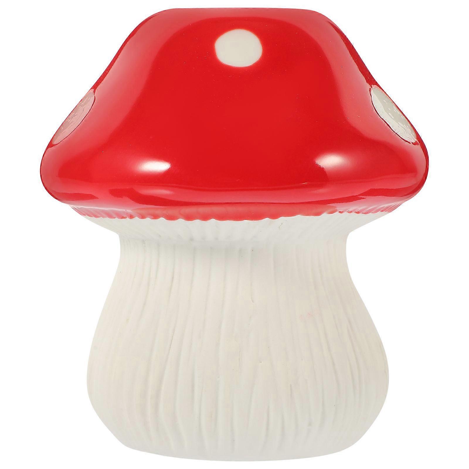Red Mushroom Candle Holder Ceramic Candlestick for Decorative Use